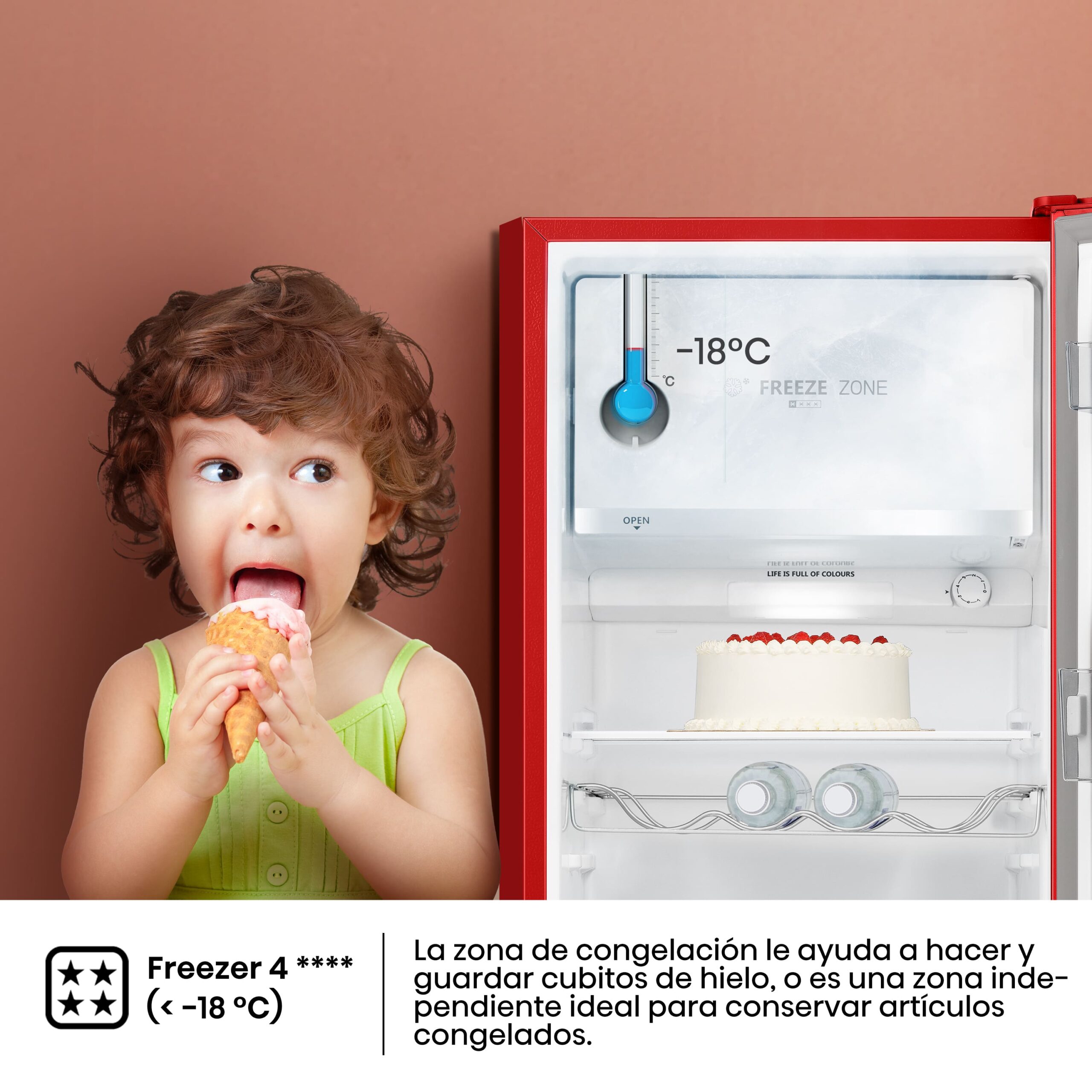FRIGORIFICO 1P. HISENSE RR220D4BRE 126,5X51,5 CICLICO E C/CONG. ROJO 165L