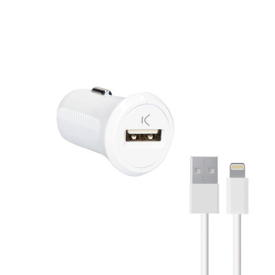 CARGADOR COCHE KSIX IPHONE 2, 4A+CABLE B0914CR02