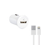 CARGADOR COCHE KSIX IPHONE 2, 4A+CABLE B0914CR02