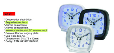 RELOJ DESPERTADOR ELCO EA-34