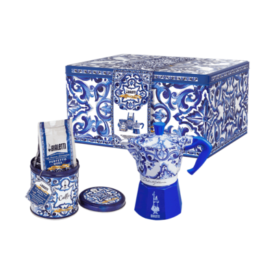 SET CAFETERA ITALIANA BIALETTI 0005414 MOKA BLU MED.3TZ + CAFE D&G VITRO