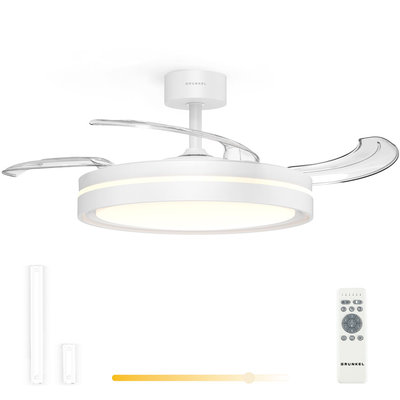 VENTILADOR TECHO GRUNKEL SKYWHITE-42 106CM 30W MOTOR DC MANDO LED BLANCO RETRÁCTIL