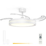 VENTILADOR TECHO GRUNKEL SKYWHITE-42 106CM 30W MOTOR DC MANDO LED BLANCO RETRÁCTIL